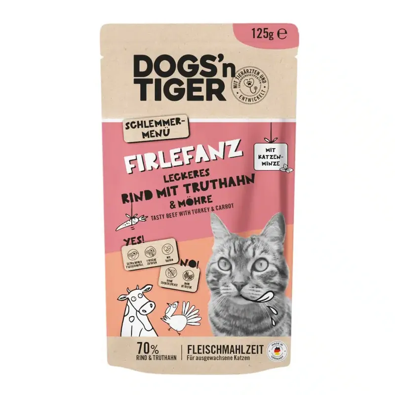 Dogs’n Tiger Cat 12 x 125 g – Nötkött & kalkon - Erbjudande