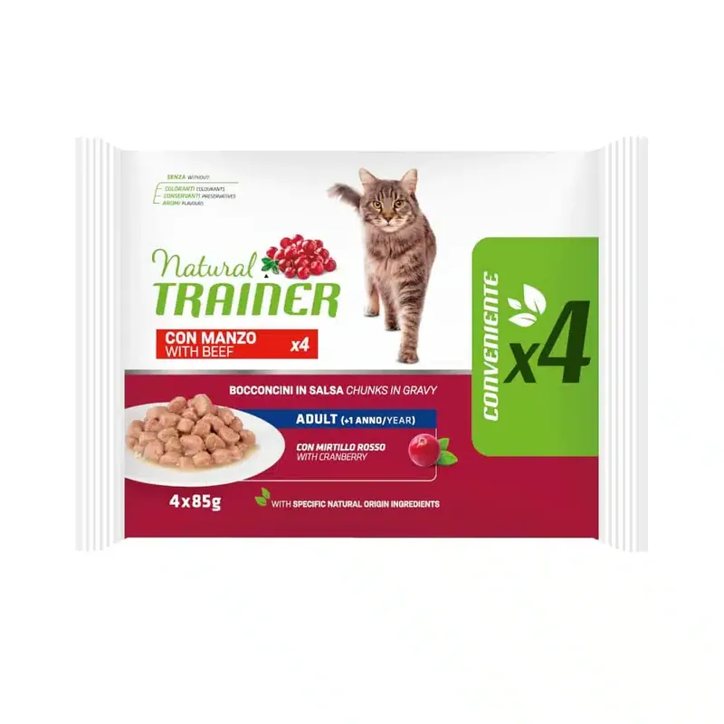 Natural Trainer Adult – 4 x 85 g med nötkött | Premium