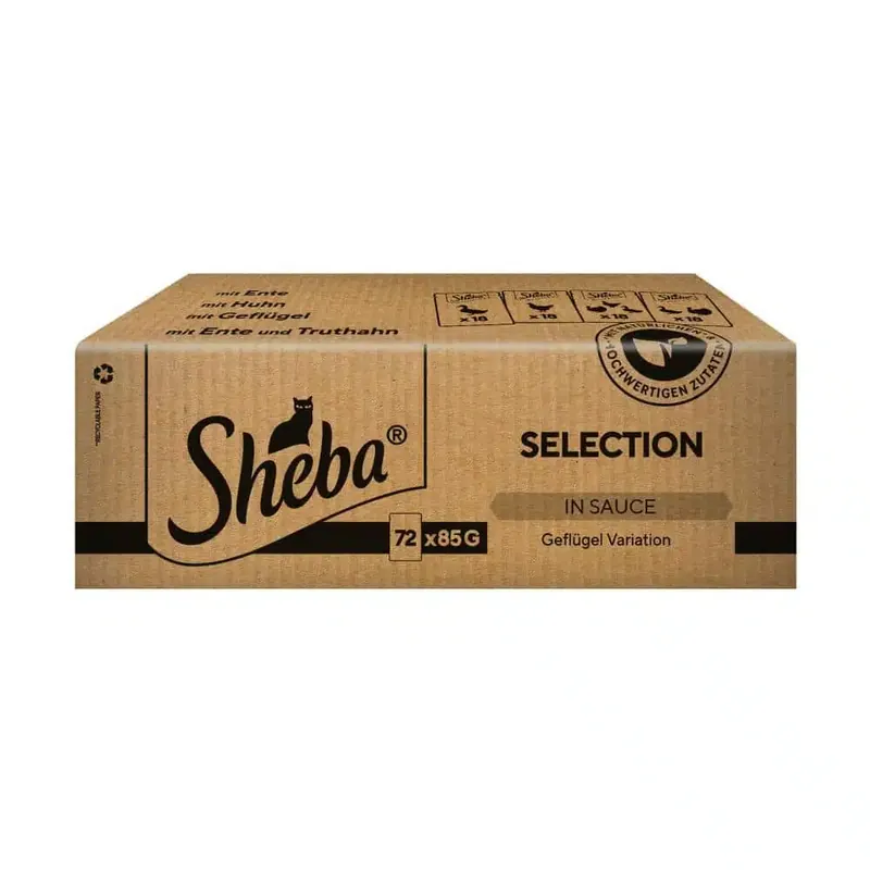 Sheba-påsar 72 x 85 g – Urval i sås fjäderfä variation - Nyhet i sortimentet