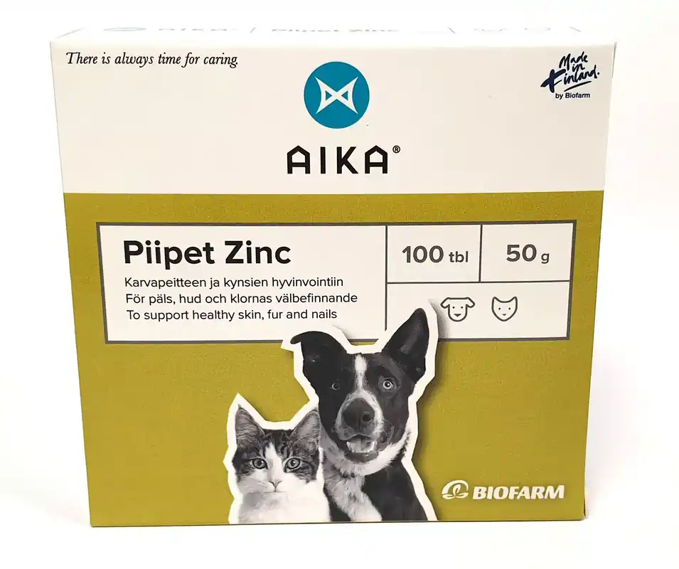 Professionell kvalitet - AIKA Piipet Zink för katter och hundar 100 tabletter