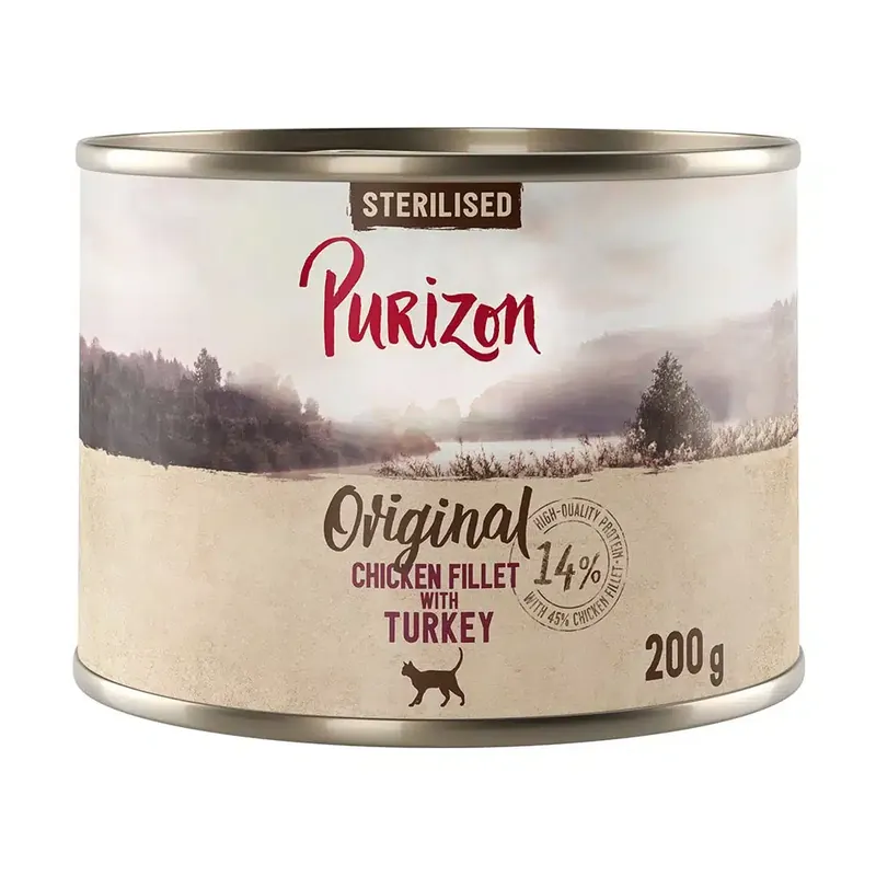 Kampanjen går snart ut - Purizon Adult Sterilised 6 x 200 g – Grain Free – Kycklingfilé med kalkon