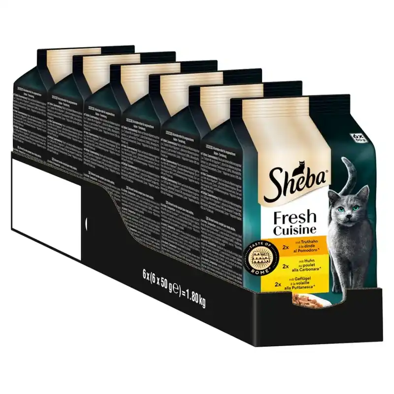 Fabrikspris - Sheba Fresh Cuisine Taste of Rome 6 x 50 g – Kalkon + Kyckling + Fjäderfä i sås