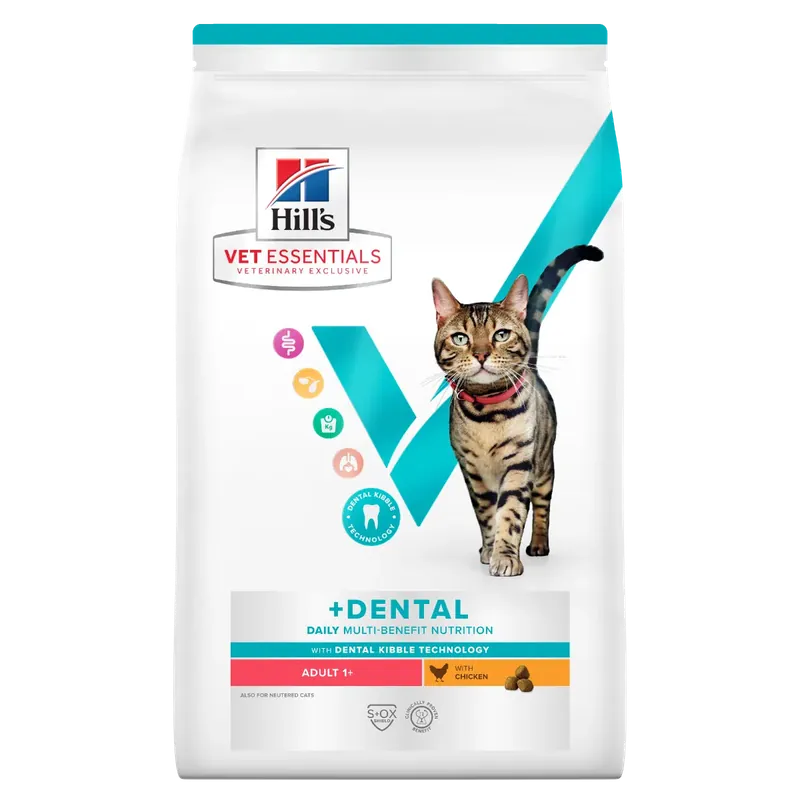 Hill’s Vet Essentials Multi-Benefit + Dental Adult torrfoder med kyckling för katter 1,5 kg | Kan beställas online