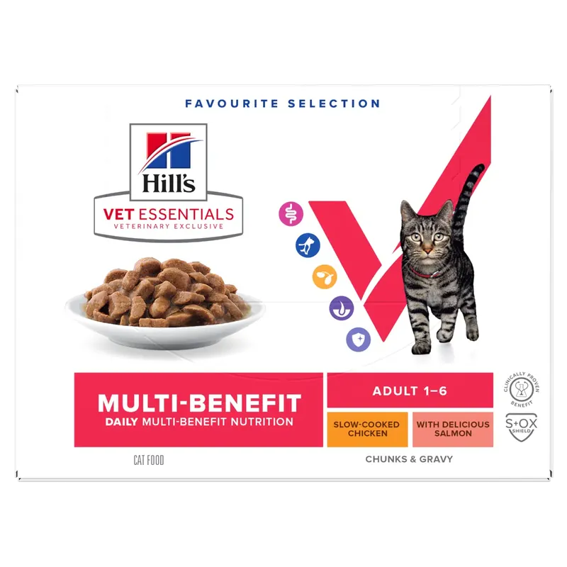 Hill’s Vet Essentials Multi-Benefit Adult våtfoder för katter med kyckling & lax 12 x 85 g - Kampanjpris