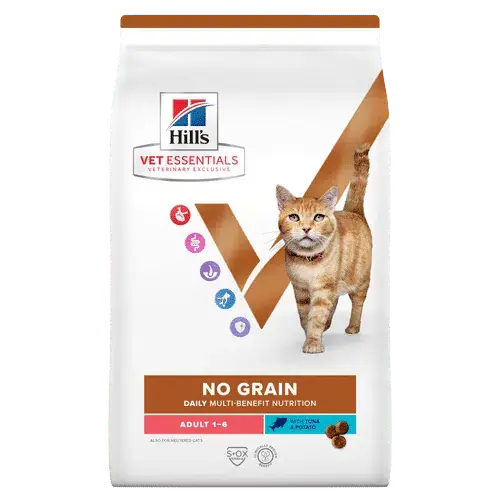 Erbjudande - Hill’s Vet Essentials MULTI-BENEFIT No Grain Adult torrfoder för katter med tonfisk & potatis 1.5 kg