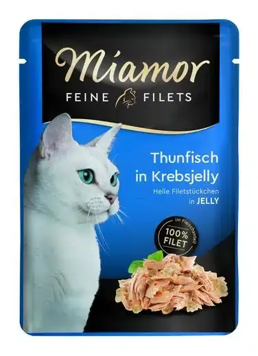 Skynda dig - Miamor Feine Filets i Krabbgelé Tonfisk 24 x 100 g för katter