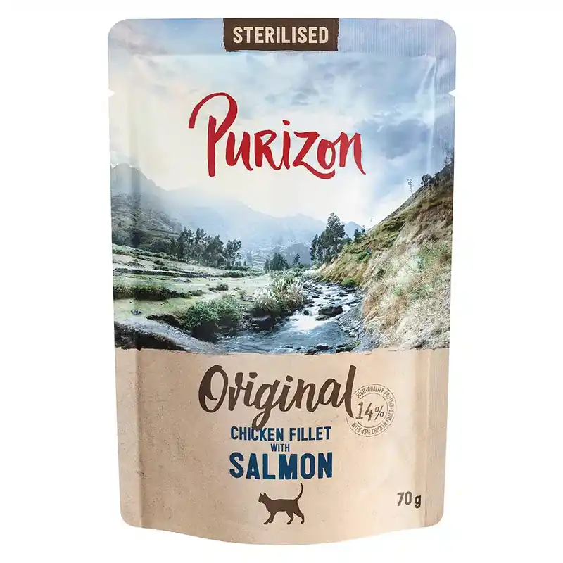 Extra rabatt - Purizon Adult Sterilised 6 x 70 g – Grain Free – Kycklingfilé med lax