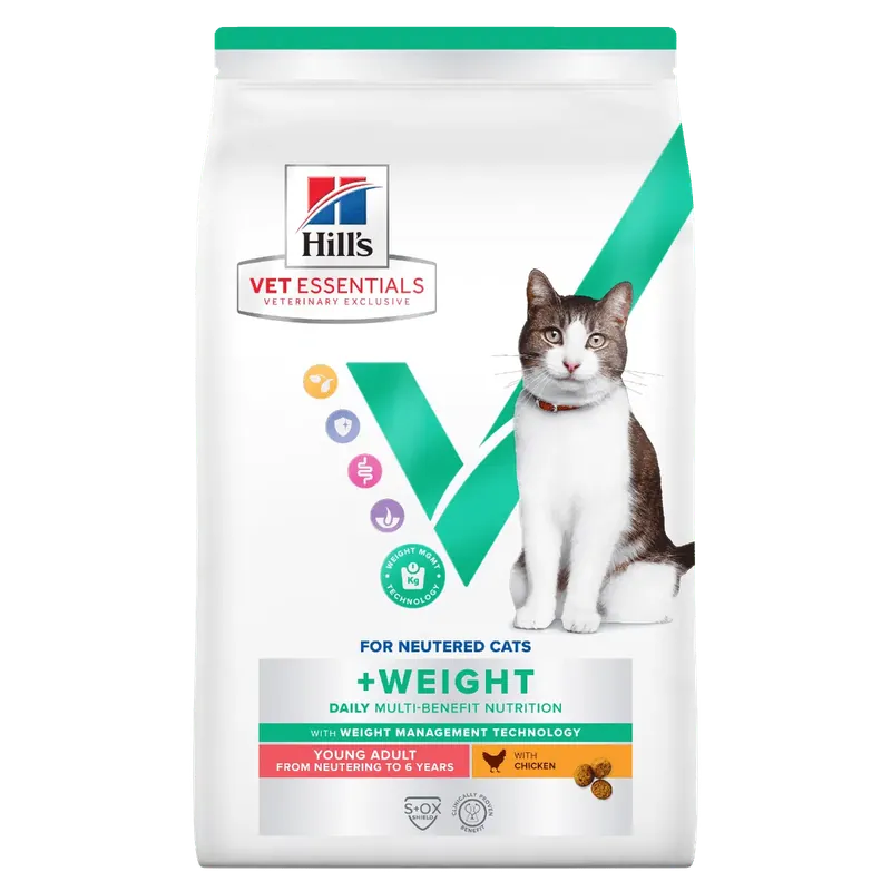 Hill’s Vet Essentials Multi-Benefit + Weight Young Adult torrfoder med kyckling för katter 3 kg - Rekommenderas