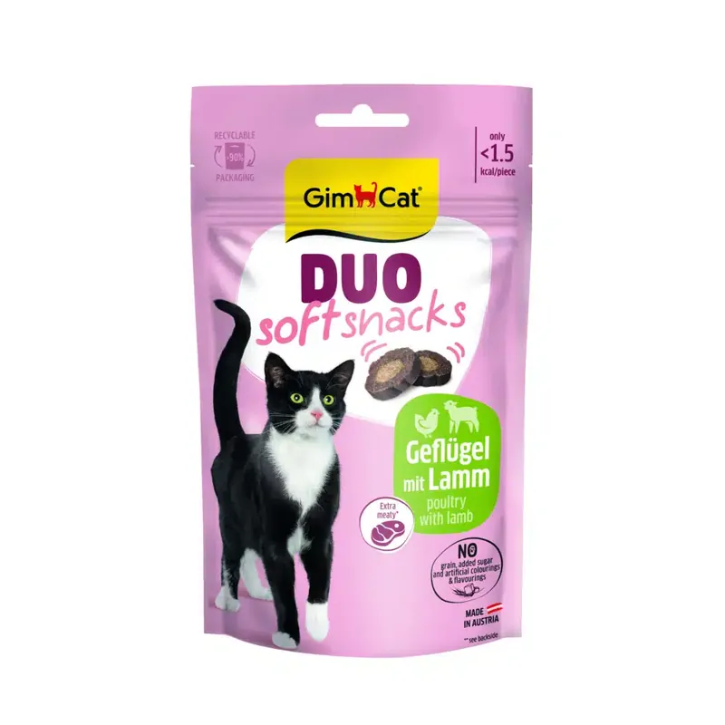GimCat Duo Soft Snacks 50 g – Lamm & fjäderfä | Utförsäljning