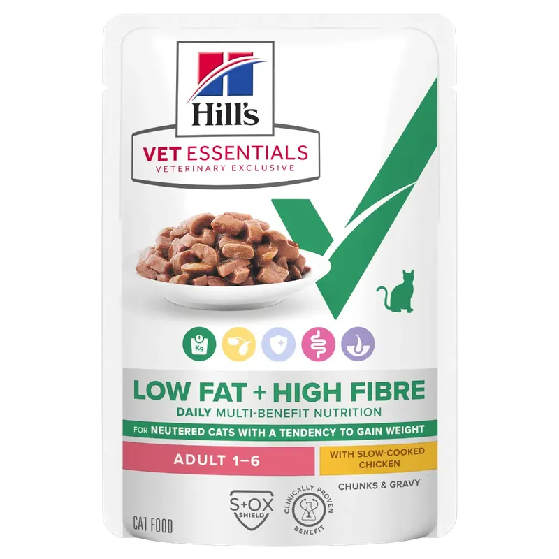 Hill’s Vet Essentials Multi-Benefit + Low Fat + High Fibre Adult våtfoder med kyckling för katter 12 x 85 g - Precis inkommet