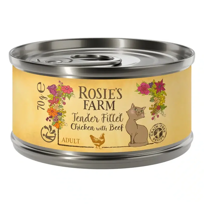 Rosie’s Farm Tender Filet 12 x 70 g – Kyckling med nötkött - Superpris