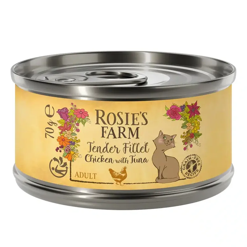 Rosie’s Farm Tender Filet 12 x 70 g – Kyckling med tonfisk - Populär