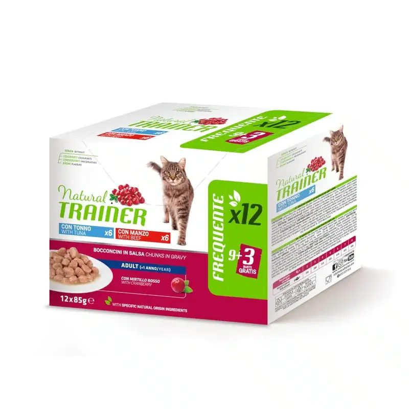 Natural Trainer Adult – 12 x 85 g mixpack med tonfisk + nötkött - Kundfavorit