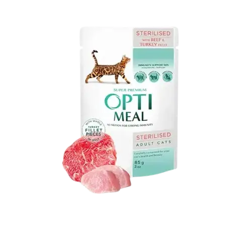 Klar att skickas | Sterilised Cats With Beef And Turkey Fillet In Jelly 12 x 85g – Optimeal