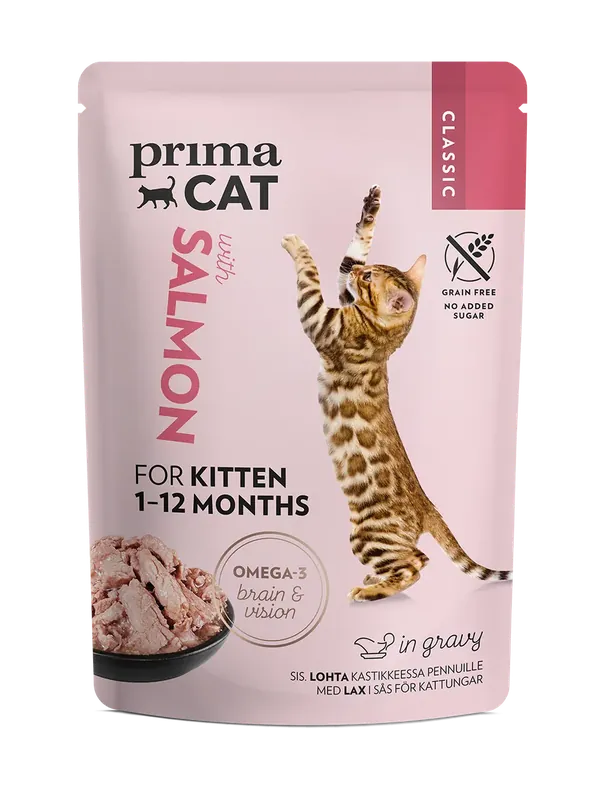 Lax i sås kattmat för kattungar – 4 x 85g - Klar att skickas