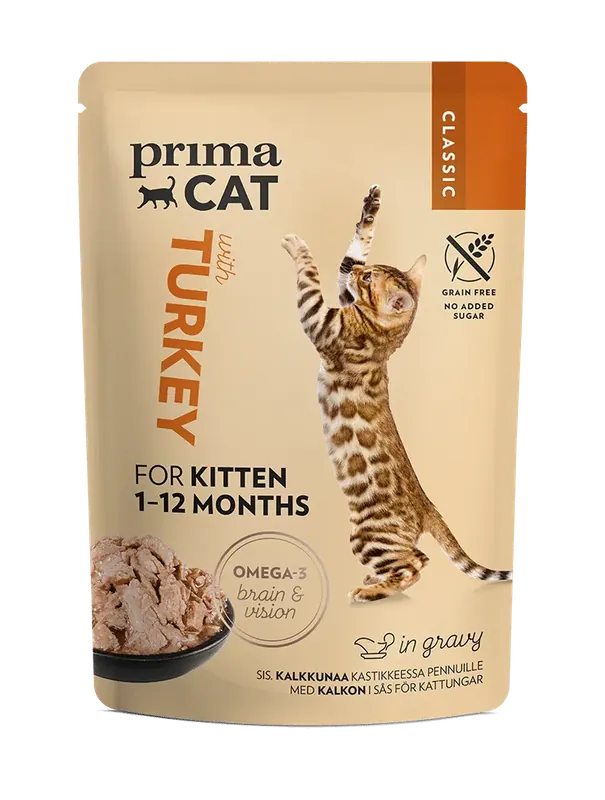 Kalkon i sås kattmat för kattungar – 4 x 85 g | Extra bra pris