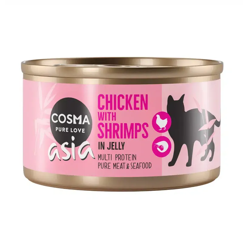 Cosma Asia i gelé 6 x 85 g – Kyckling & räkor | Premium
