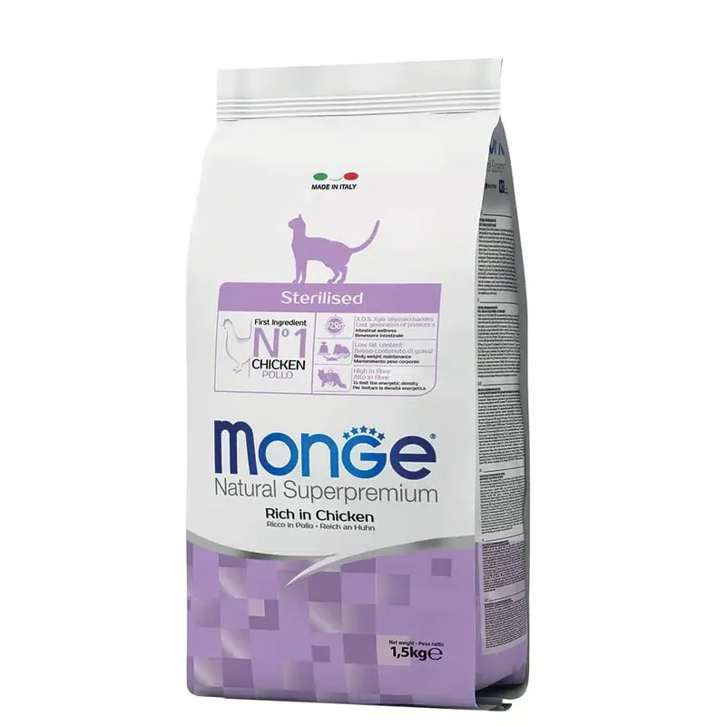 Toppkvalitet | Monge Natural Superpremium Steriliserad Rik Kyckling – 1,5 kg