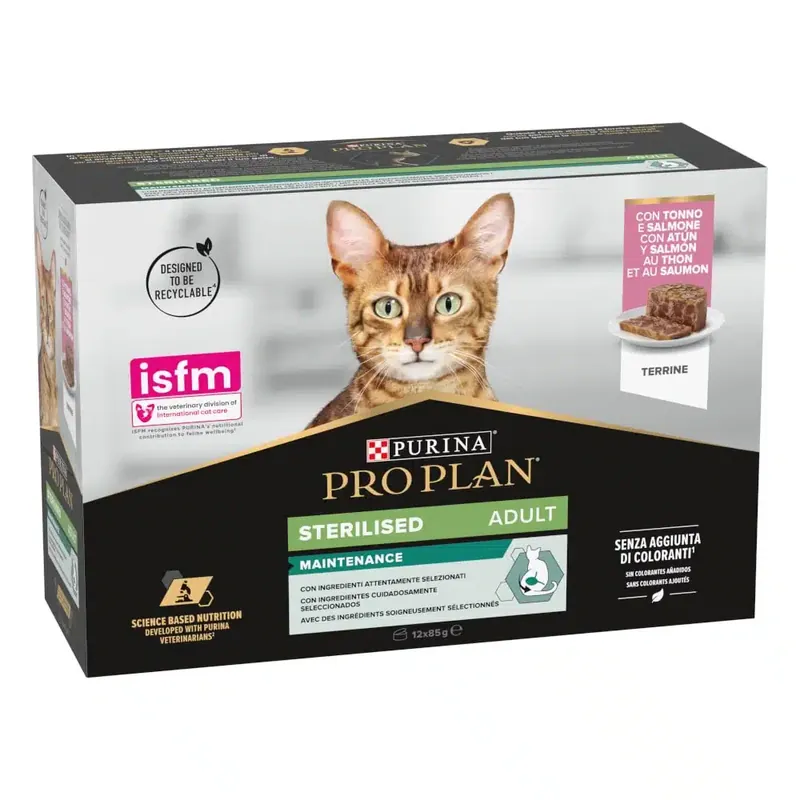 PURINA PRO PLAN Cat Sterilised Maintenance – Med lax & tonfisk (12 x 85 g) - Passa på