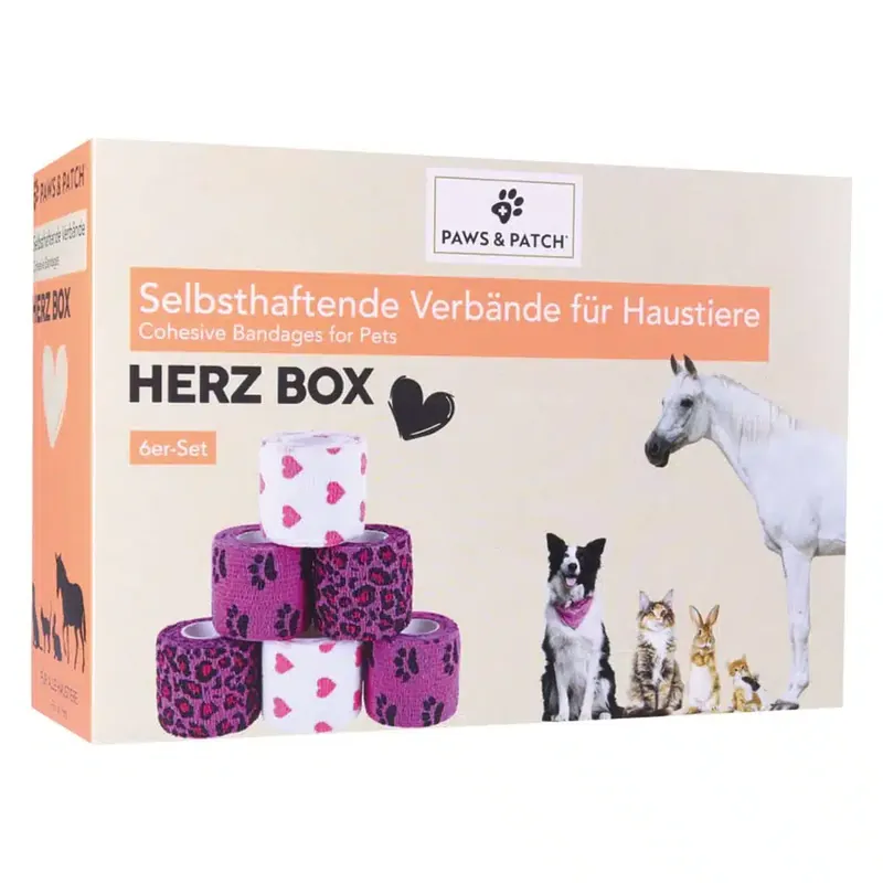 Direkt från fabriken - PAWS & PATCH självhäftande bandage – Hjärta, 6 rullar