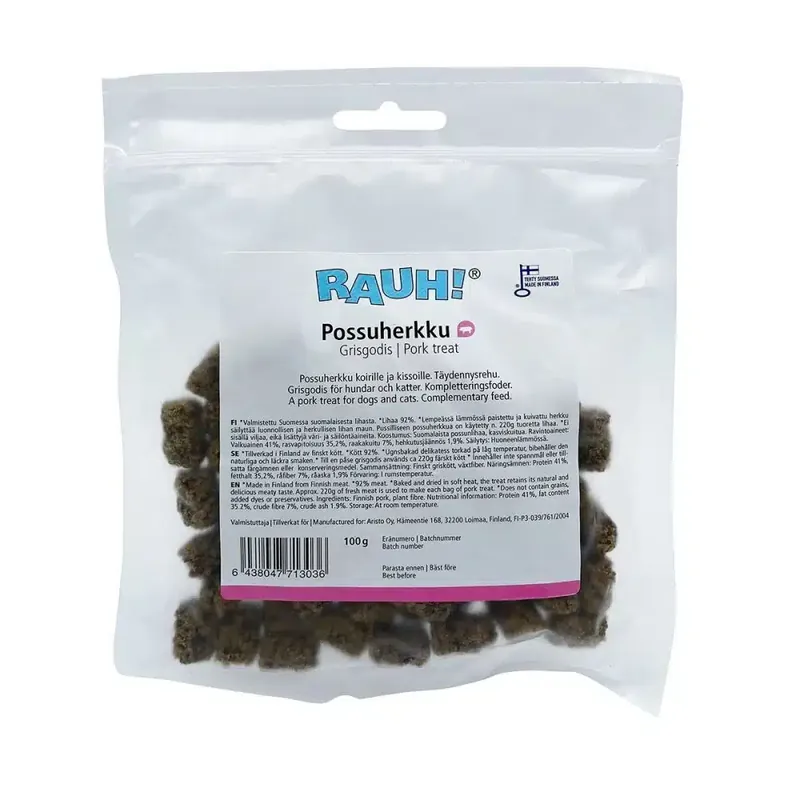 RAUH! Torkade bitar av Gris 100 g | Nytt i webbutiken