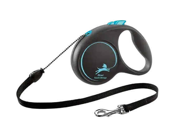Nyhet i webbutiken - Rullkoppel Black Design Cord, 5m, M, max 20kg, Ljusblå – Flexi