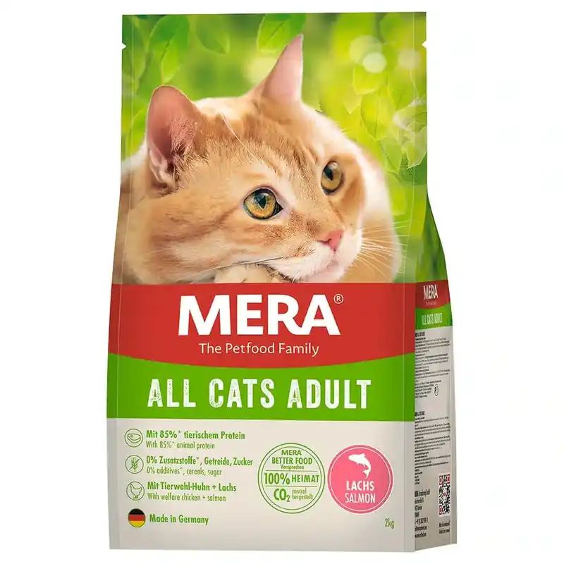 Professionell kvalitet | mera Cats Adult med lax – 2 kg