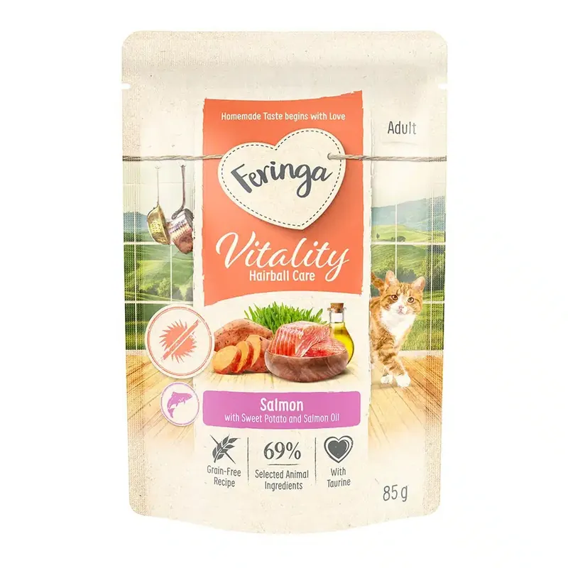 Rekommenderas - Feringa Vitality Hairball Care – Anti-hårboll med lax 12 x 85 g