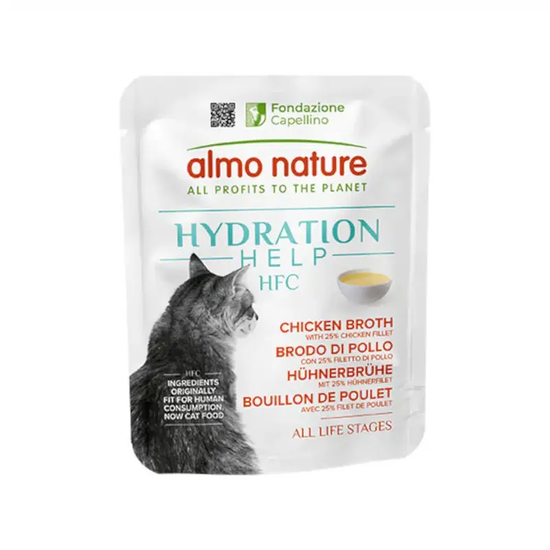 Almo Nature HFC Hydration Help 6 x 50 g – Kycklingbuljong med kycklingfilé - Superpris