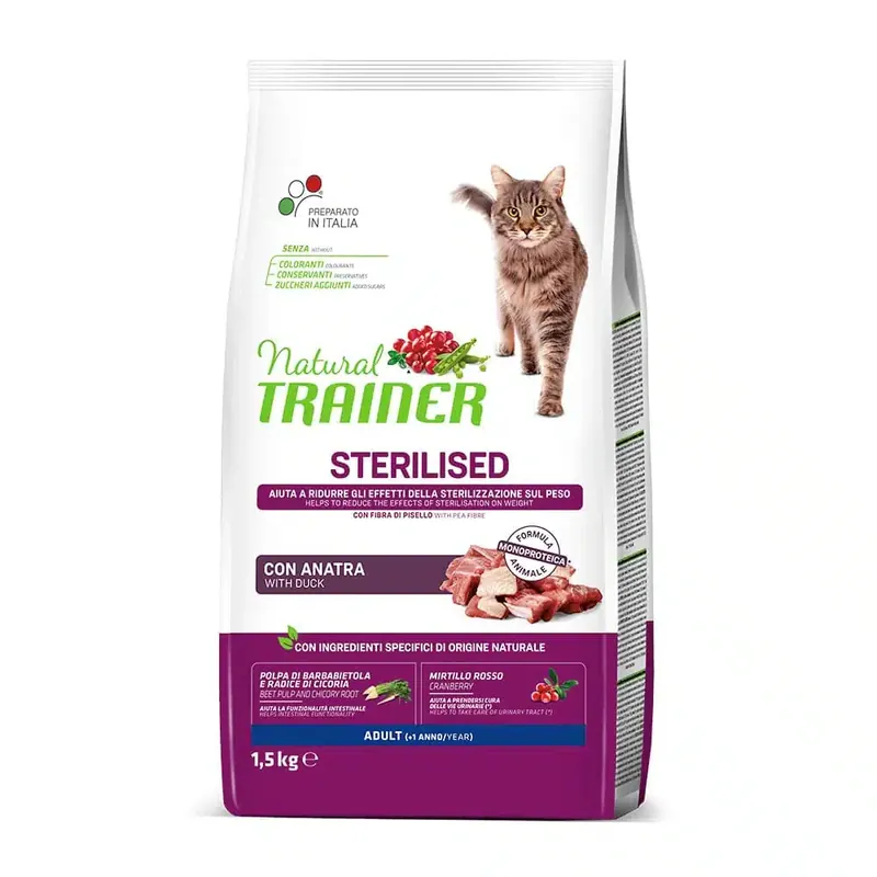 Natural Trainer Cat Sterilised med anka – 1,5 kg - Utförsäljning
