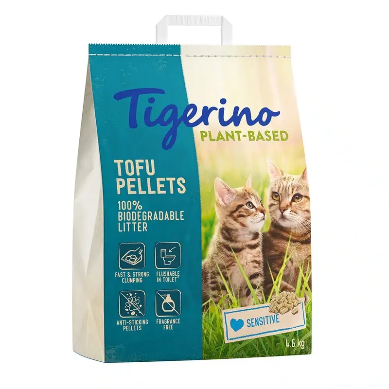 Kampanj - Tigerino Plant-Based kattströ – Tofu Sensitive (parfymfri) 11 L (4,6 kg)