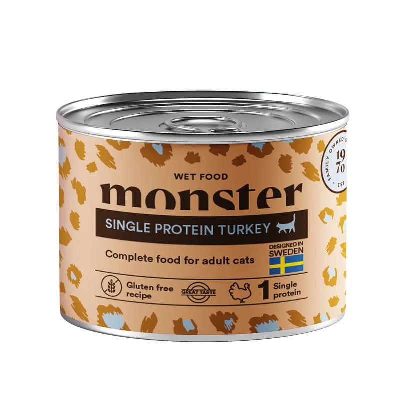 Cat Adult Single Protein Turkey Can 200g – Monster Pet Food | Snabb leverans