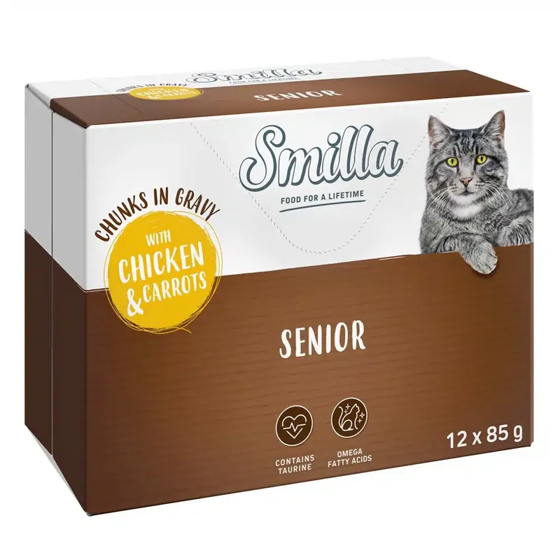 Smilla Pouch Senior Chinks in Sauce med grönsaker – Kyckling och morötter (12 x 85 g) | Skynda dig