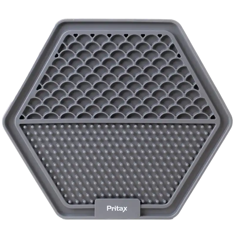 Rekommenderas - Lick mat Hexagon, 22cm, Grå – Pritax