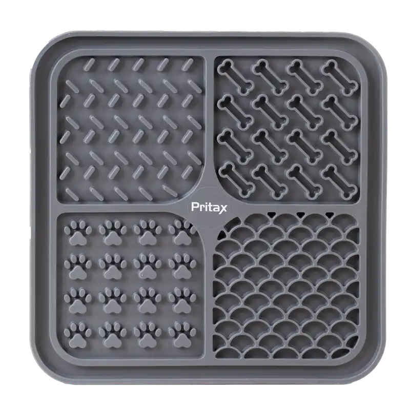 Lick mat 4in1, 20x20cm, Grå – Pritax | Premium