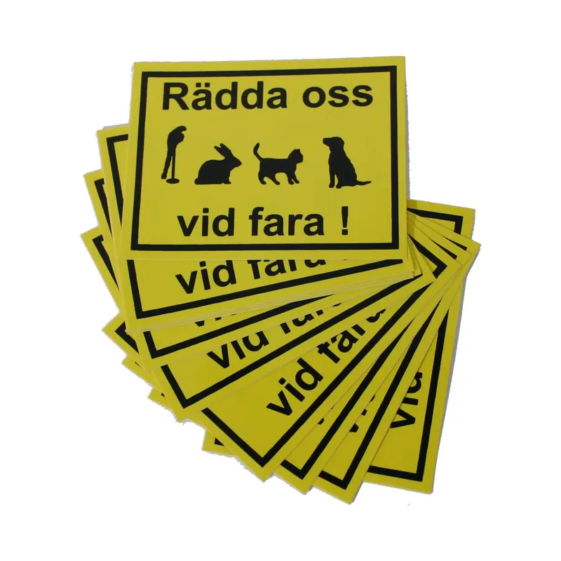 Dekal Rädda oss vid fara! - Få kvar i lager