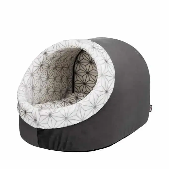 Endast ett fåtal kvar | Trixie Igloo Diamond Hund & Kattbädd – Grå 35x26x40 cm I Sammetimitation