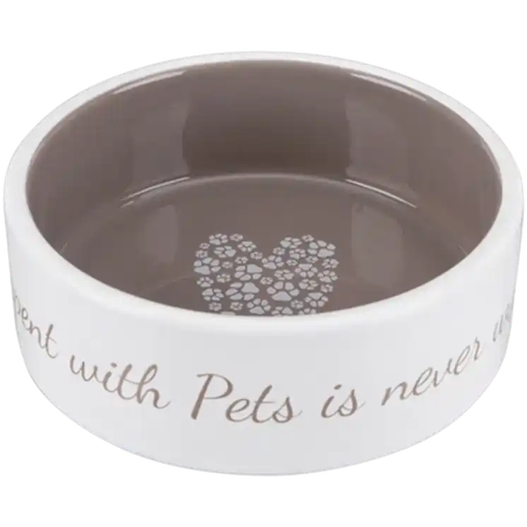 Kundfavorit - Pet’s Home Ceramic Bowl 1.4 l/ø20 cm Cream/Taupe – Trixie