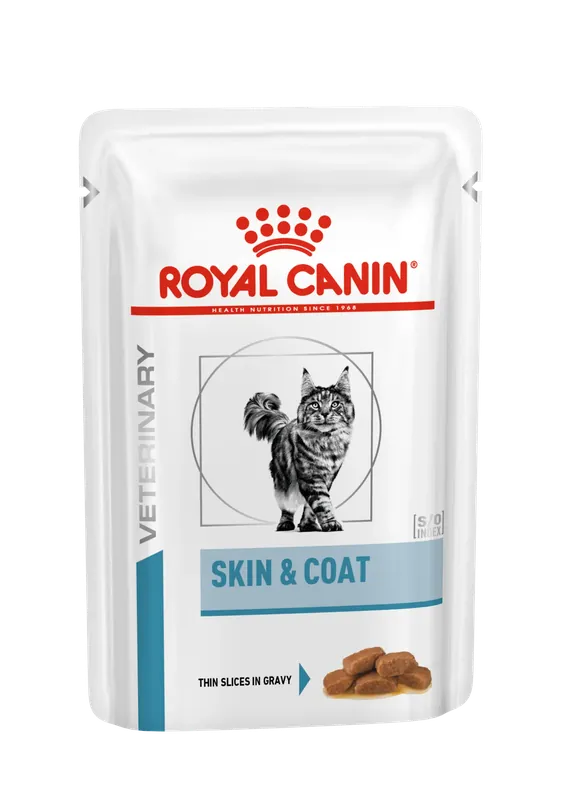 Premiumkvalitet - Derma Skin & Coat Pouch våtfoder för katt 85 g x 12 st – Royal Canin Veterinary Diets Cat