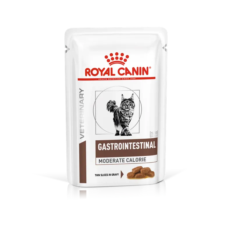 Rabatt | Gastrointestinal Moderate Calorie Slices In Gravy Våtfoder för katt 85 g x 12 st – Royal Canin Veterinary Diets Cat