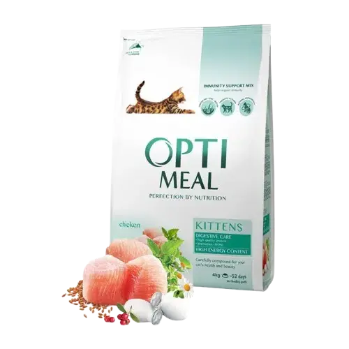 Kampanjen går snart ut - Optimeal – Kitten Chicken With Digestive Care Torrfoder Till Kattungar 4kg