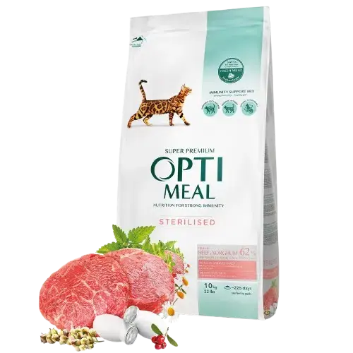 Premium - Optimeal – Adult & Senior Sterilised & Urinary Care Beef Torrfoder Till Katt 10kg