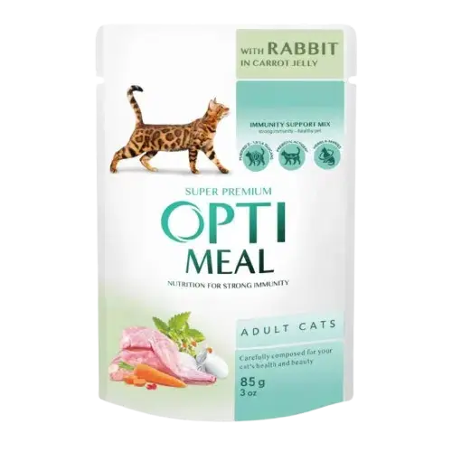 Optimeal – Adult Cats With Rabbit In Carrot Jelly 12 x 85g | Nyinkommet