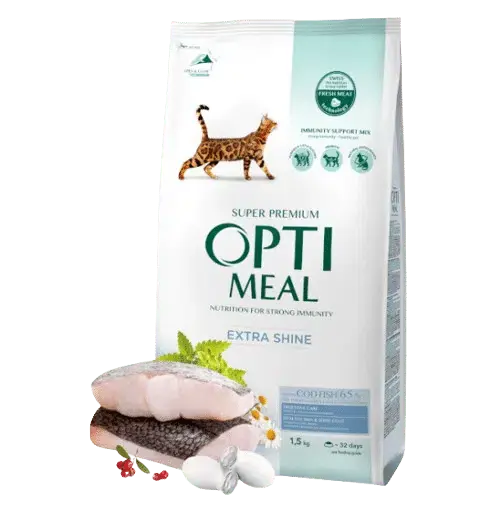 Endast ett fåtal kvar | Optimeal – Complete dry pet food for adult cats high in cod fish, 1,5kg