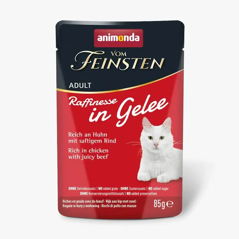 Ekonomipack animonda Vom Feinsten Adult Raffinesse i gelé 48 x 85 g – Rikt på kyckling med nötkött - Ny produkt