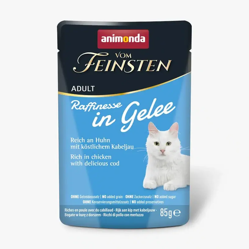 Endast ett fåtal kvar - Ekonomipack animonda Vom Feinsten Adult Raffinesse i gelé 48 x 85 g – Rikt på kyckling med torsk