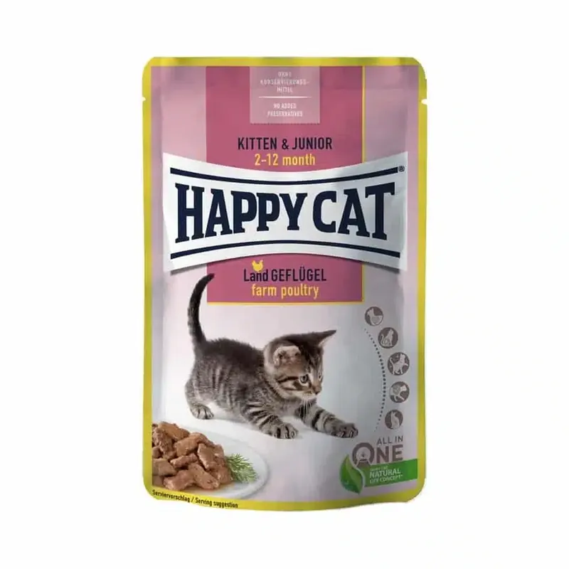 Ta chansen | Happy Cat Meat in Sauce Kitten & Junior Poultry – 85 g