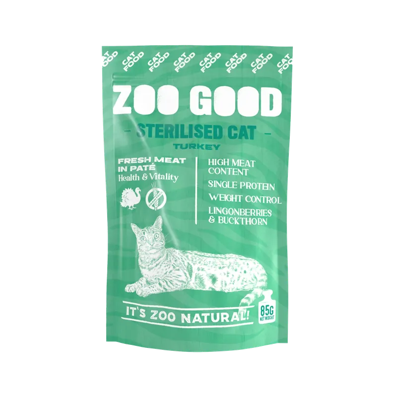 Cat Sterilised Turkey 85g Pouch – ZOO GOOD - Nytt i sortimentet