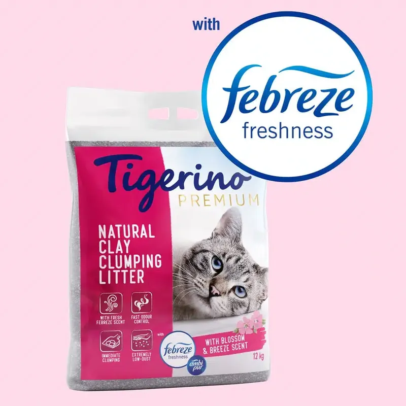 Tigerino Premium kattströ – Febreze Fresh Flower – 12 kg | Endast ett fåtal kvar
