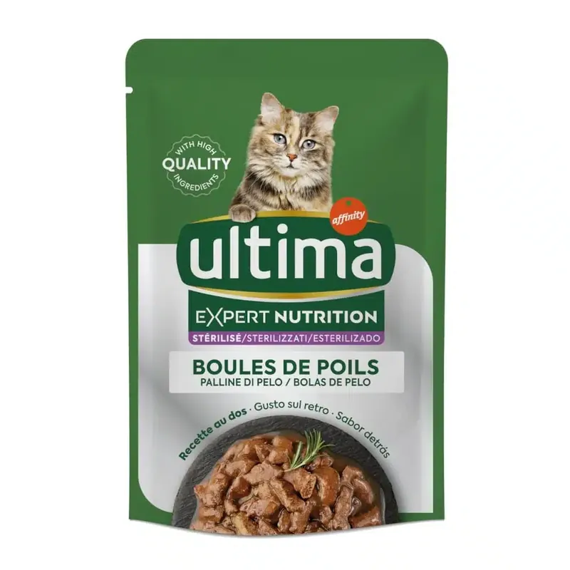 Tillverkarpris | Ultima Cat Expert Nutrition Hairball med nötkött & lax – 4 x 70 g